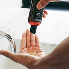Brickell Men's Products label and ingredients list visible to show key actives and transparency