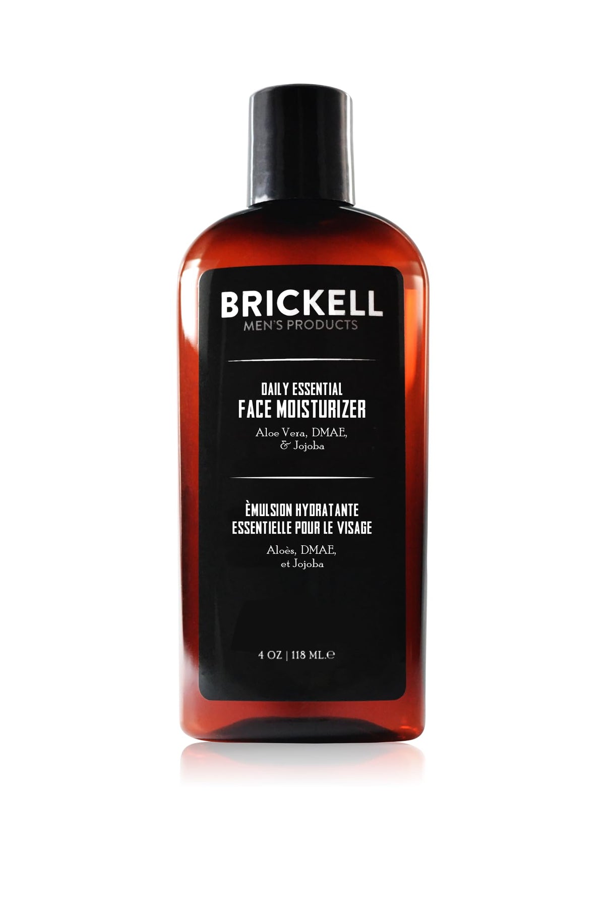 Brickell front packaging showing bottle and easy pump benefit