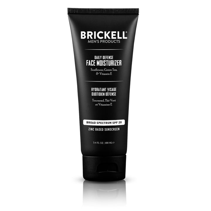 Brickell front packaging showing tube and clear product benefit