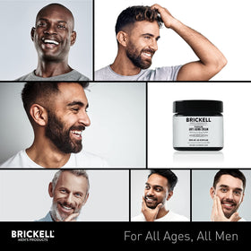 Brickell on a bathroom shelf in lifestyle setting showing daily grooming routine benefit