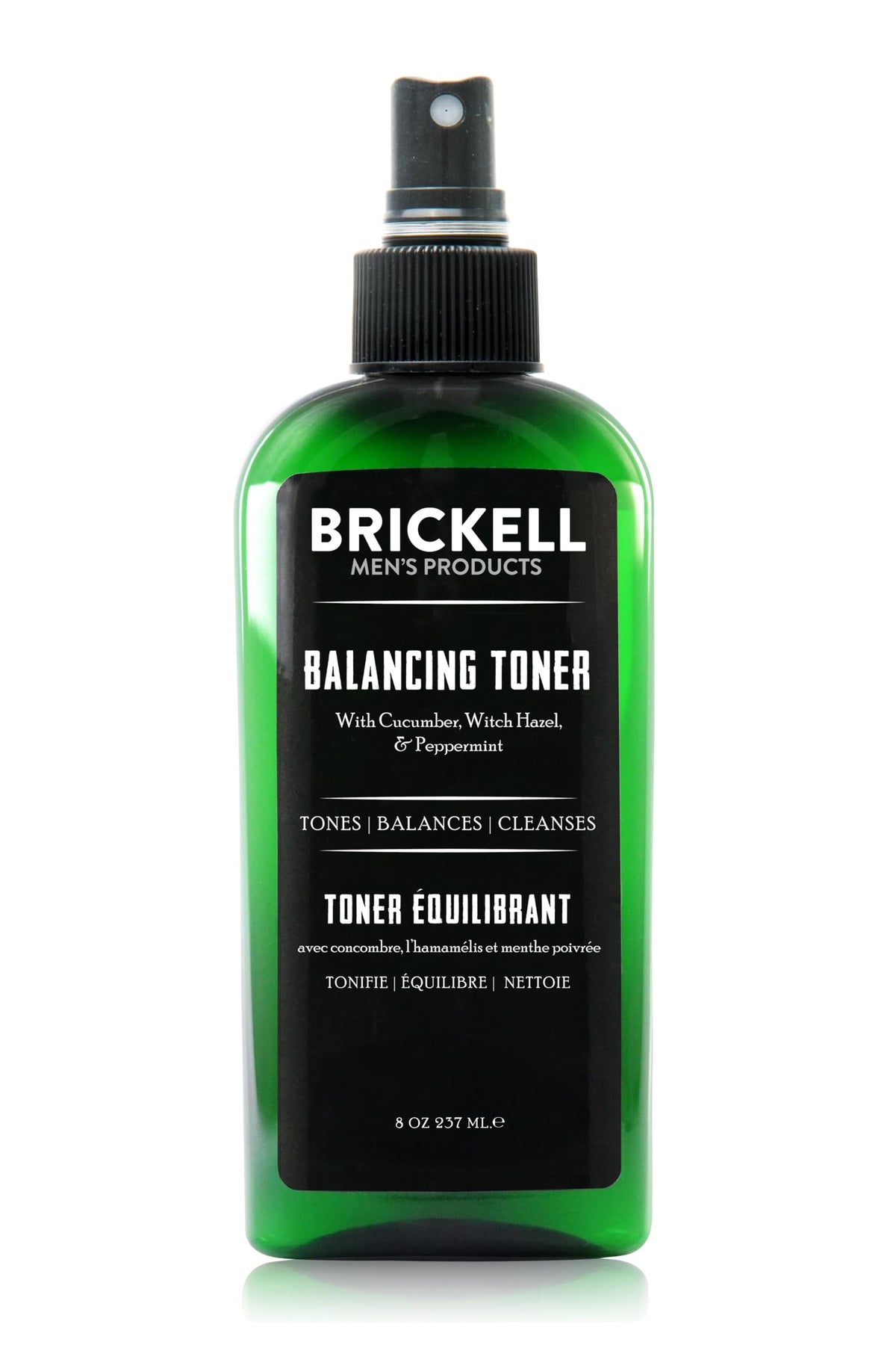 Brickell Men's Products balancing toner front packaging showing label and bottle for easy identification