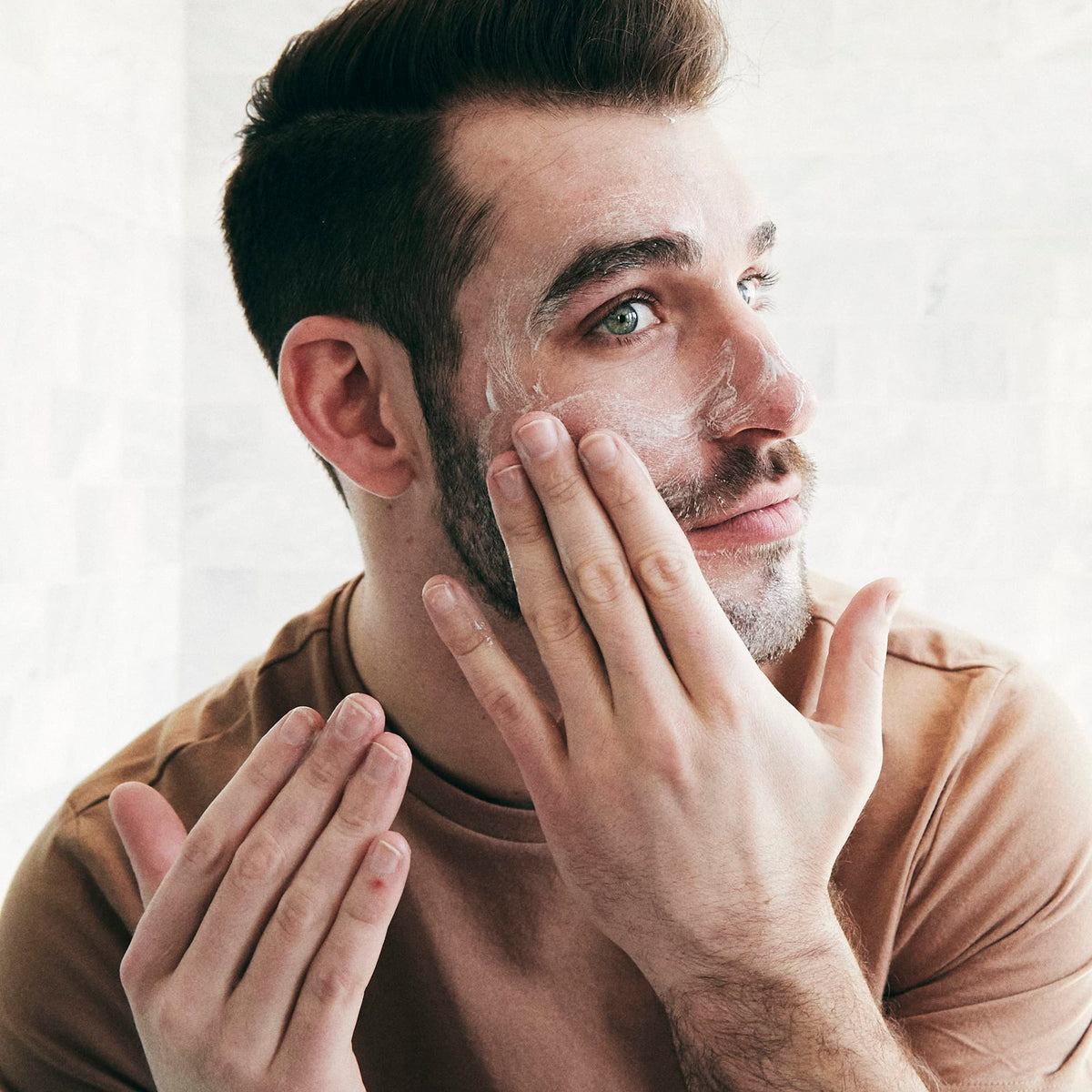 Brickell Men's Products pump dispensing moisturizer for easy daily use benefit
