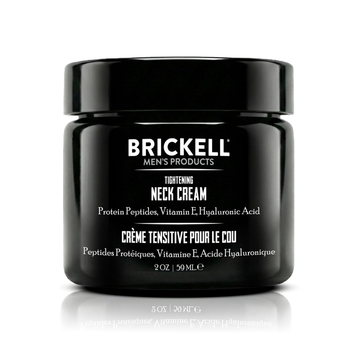 Brickell Men's Products front packaging showing the tightening neck cream, clear branding and benefit