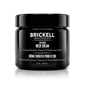 Brickell Men's Products front packaging showing the tightening neck cream, clear branding and benefit