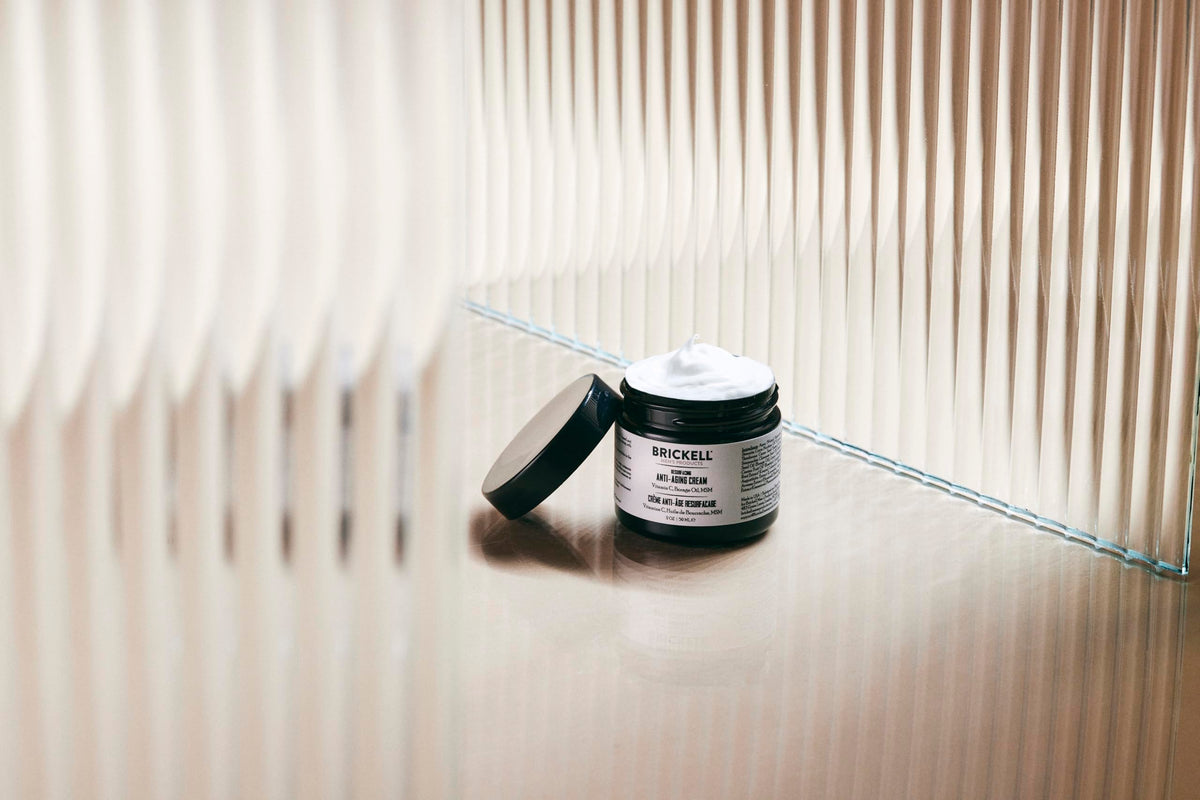 Brickell open cap revealing creamy texture and easy-to-dispense formula benefit