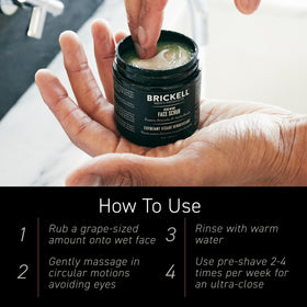 Brickell Men's Products open tube with visible ingredient list highlighting natural actives
