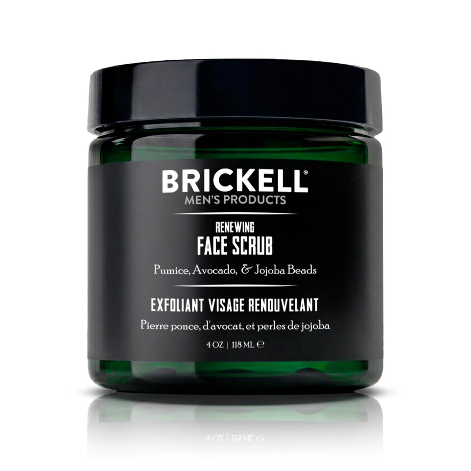 Brickell Men's Products front packaging showing 4 oz tube and label benefits