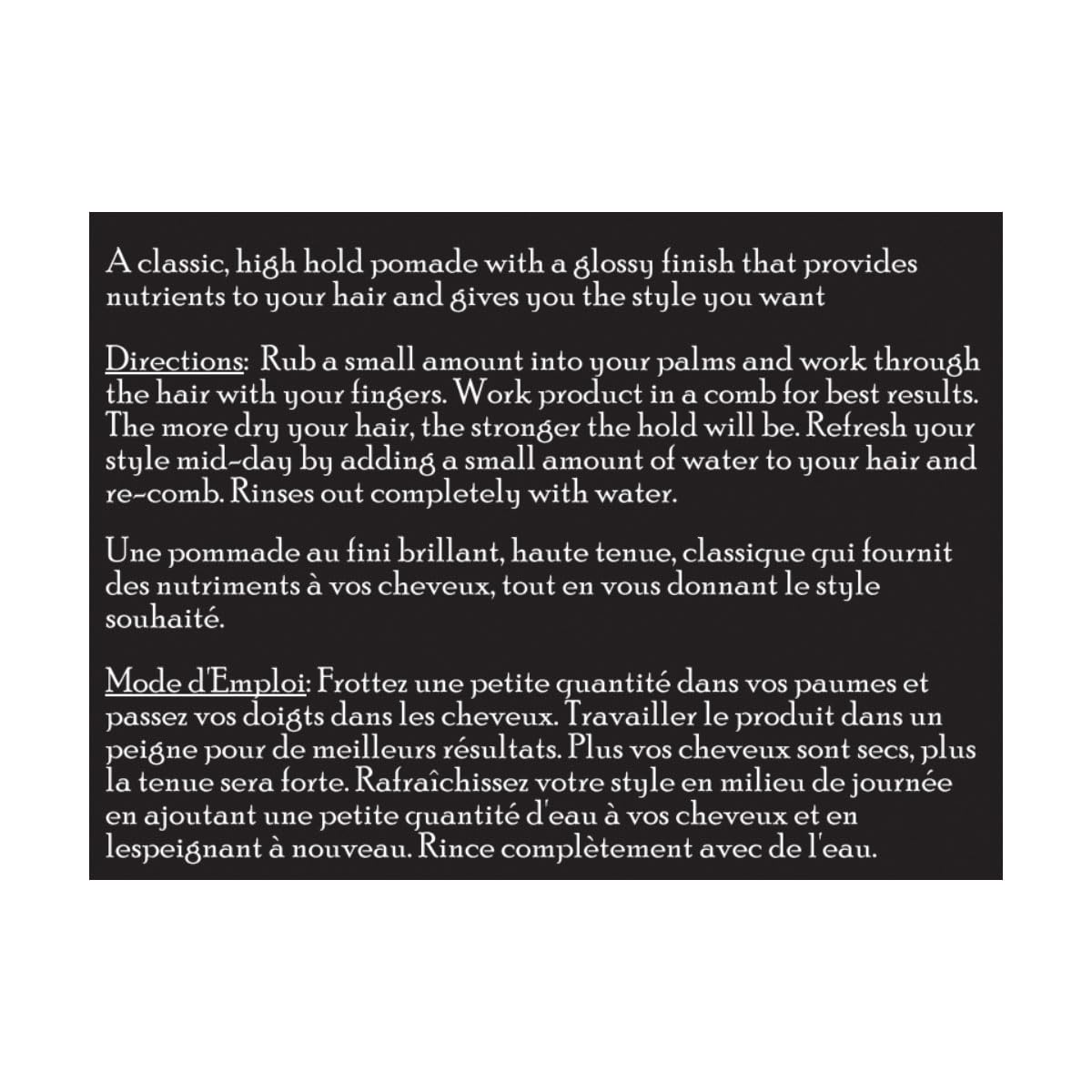 Brickell Men's pomade label close-up showing ingredient list and benefits