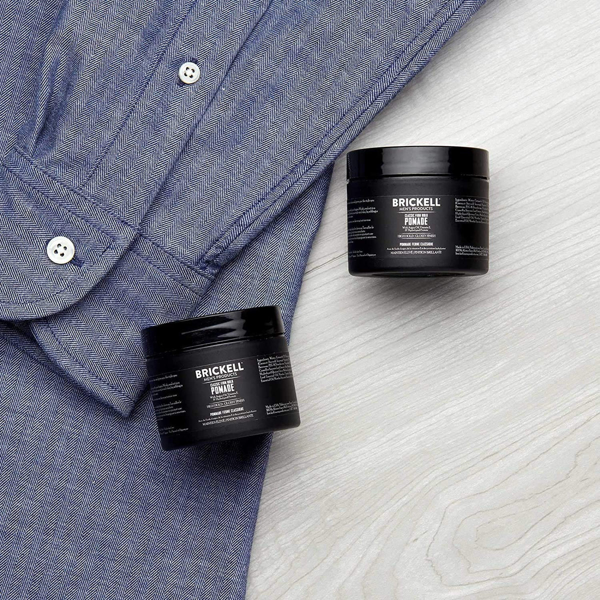 Brickell Men's pomade creamy texture close-up indicating smooth spreadability