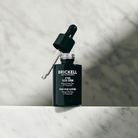 Brickell label and pump detail highlighting ingredient transparency benefit