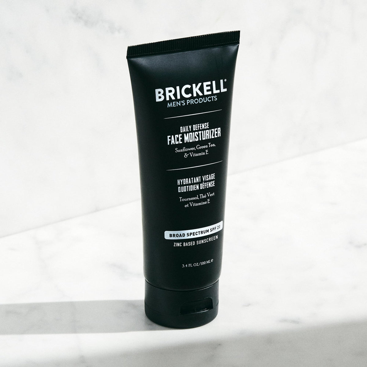 Brickell pump dispensing lightweight lotion for quick absorption benefit