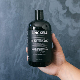 Brickell Men's Rapid Wash in-shower use demo with hand applying gel for quick routine