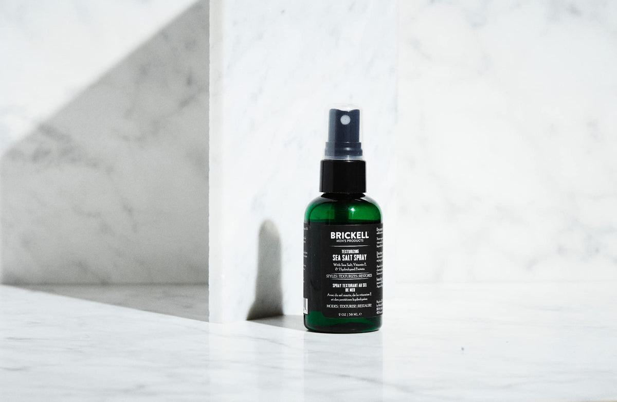 Brickell ingredient shot highlighting vitamin E and sea salt for nourishment
