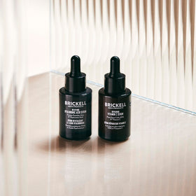 Brickell close-up of serum pump and silky texture for quick absorption