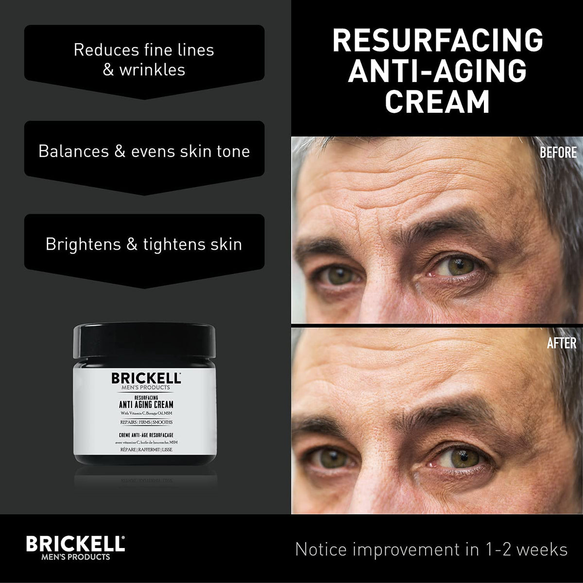 Brickell tube held in hand illustrating compact 2 oz travel-friendly size benefit