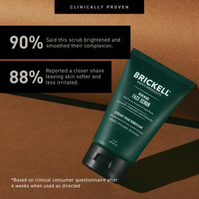 Brickell Men's Products 4 oz tube next to ruler showing compact travel-friendly size