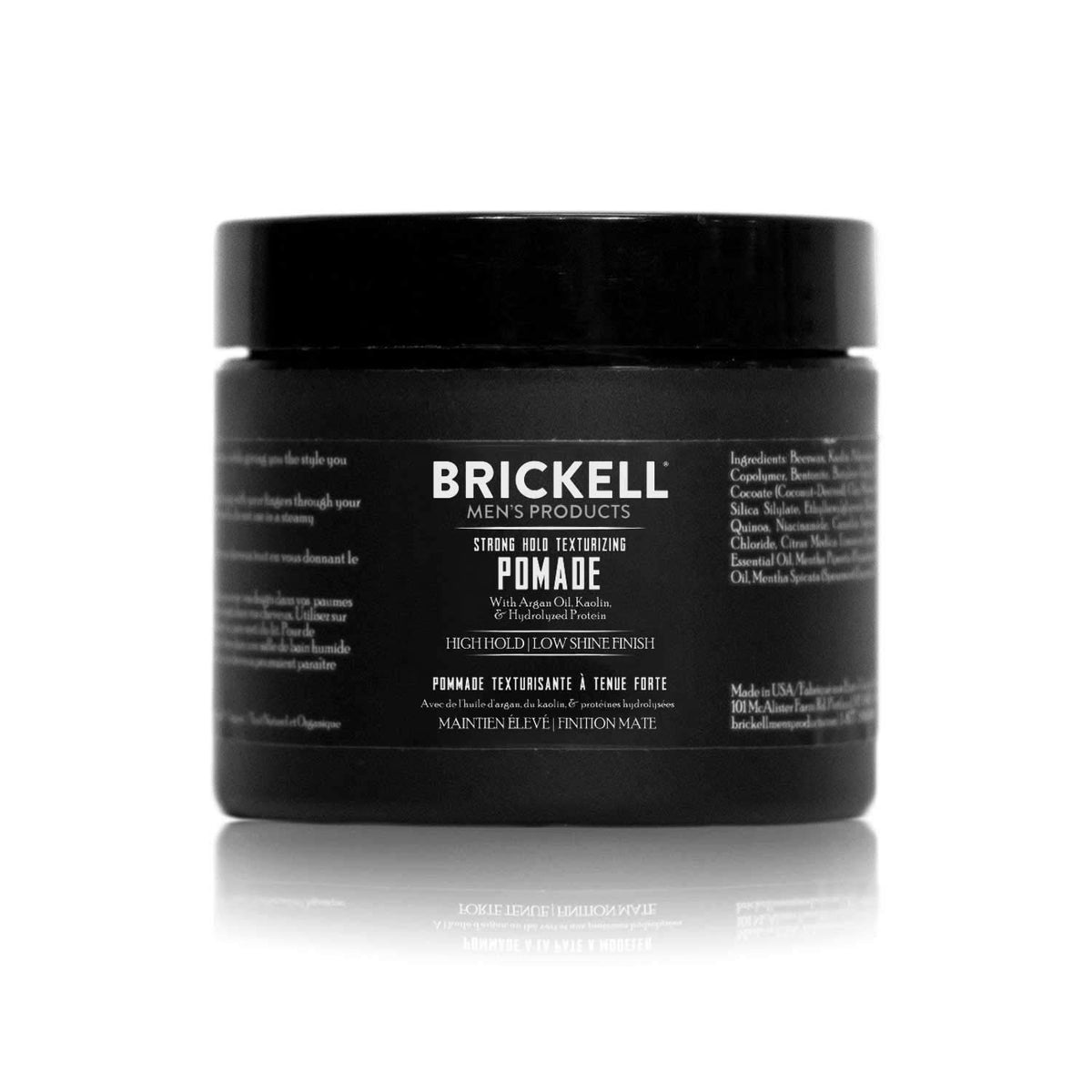 Brickell Men's Products front jar showing label and travel-friendly size benefit
