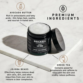 Brickell Men's Products close-up of scrub texture with pumice and beads for effective exfoliation