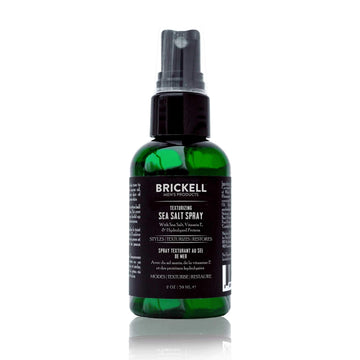 Brickell front packaging showing 2 oz bottle and logo, promotes travel-ready styling