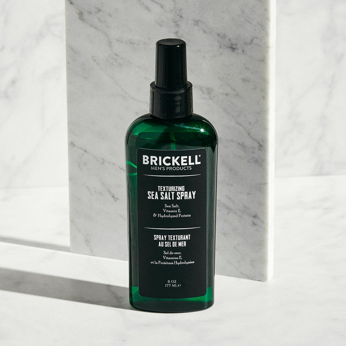 Brickell Men’s product poured showing salt texture and non-drying formula