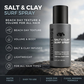BRIGHTSIDE close-up of spray mist and clay texture promoting fuller hair