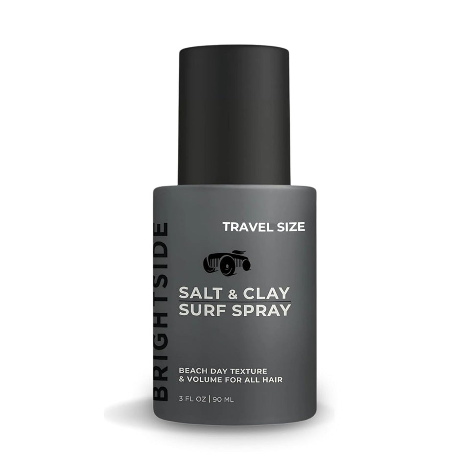BRIGHTSIDE front packaging of 3oz travel spray showing label and nozzle for easy styling