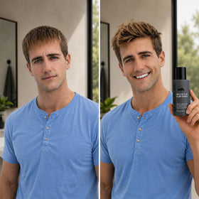 BRIGHTSIDE product held in hand to show 3oz travel size and portability benefit