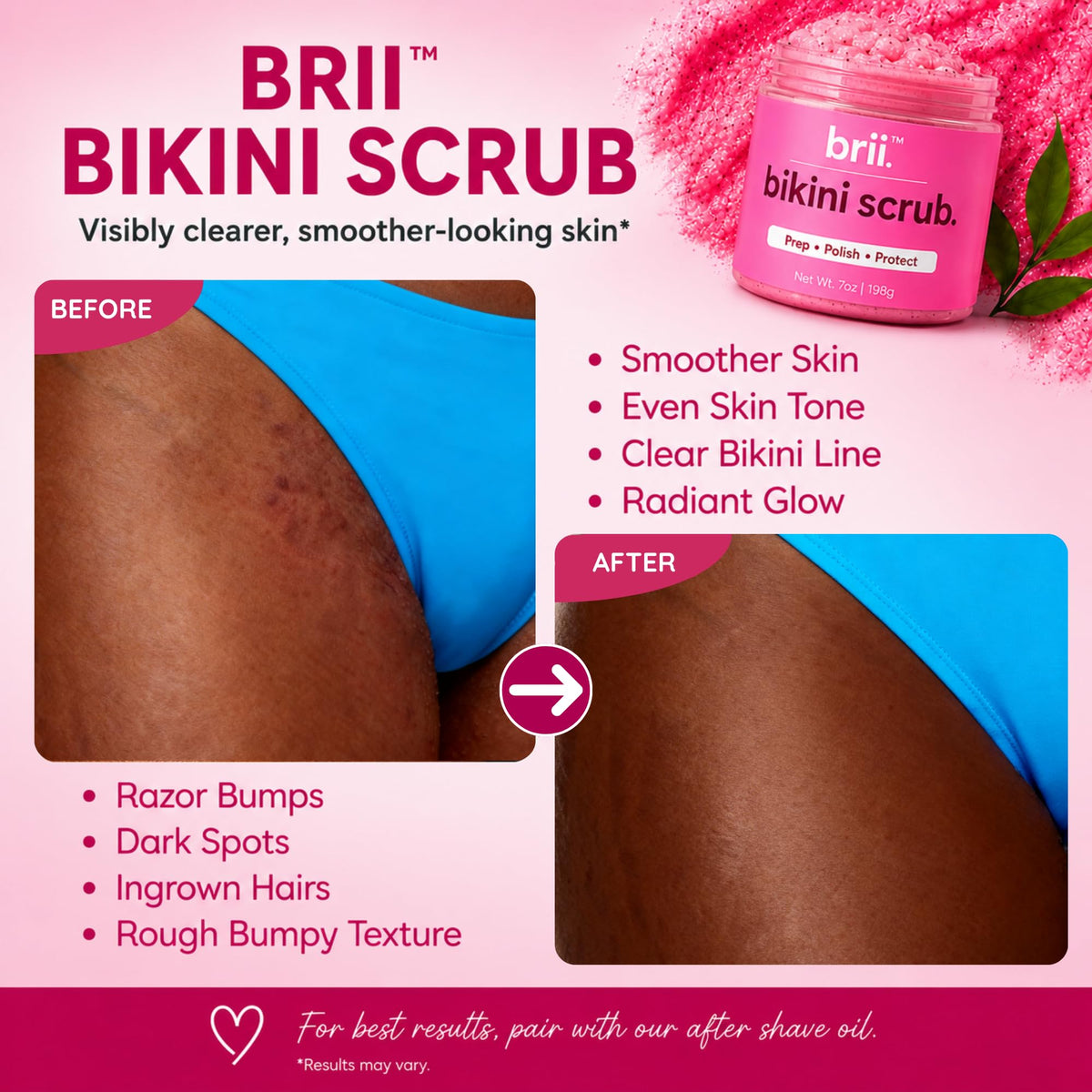 brii close-up of scrub texture with sugar and pumice for gentle exfoliation