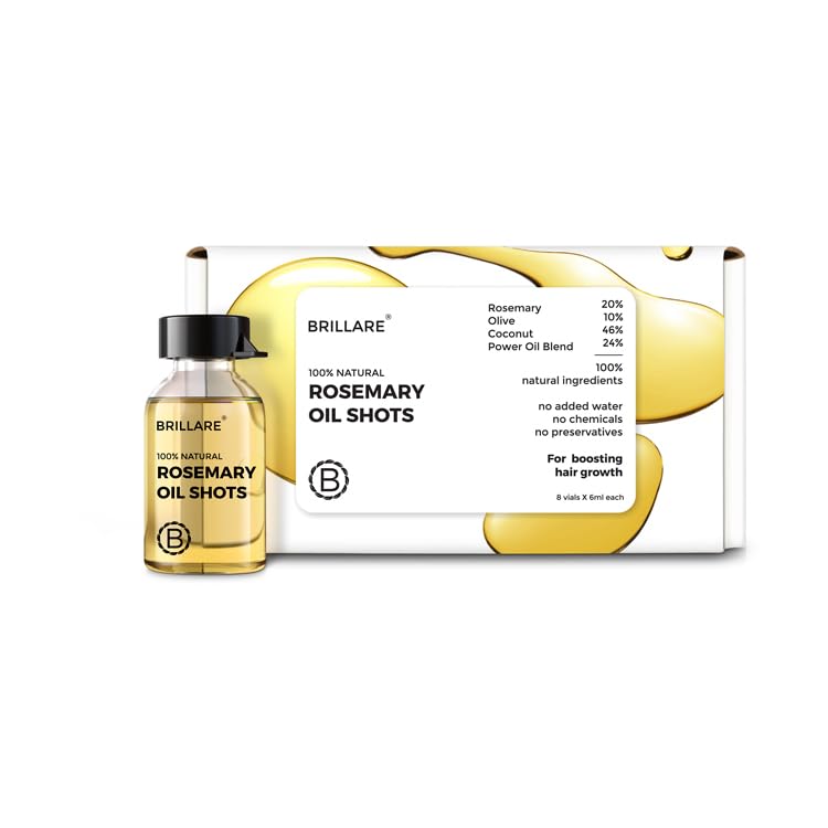 BRILLARE front packaging showing rosemary oil shots and benefits