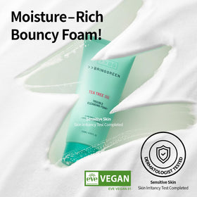 BRING GREEN foam lather on hand demonstrating gentle cleansing benefit