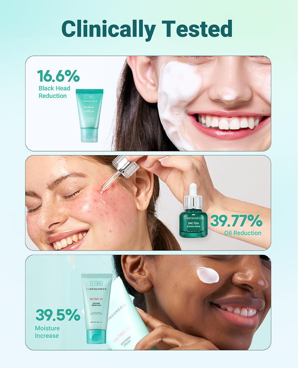 bring green product group on shelf for simple routine
