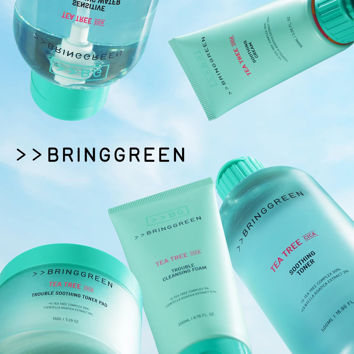 BRING GREEN bottle next to hand showing 300ml scale and value