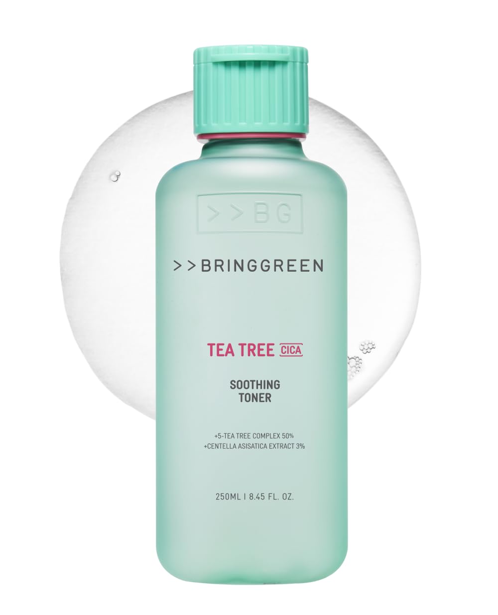 BRING GREEN front bottle view showing calming toner and hydrating benefit