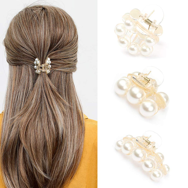 Brinie front view showing champagne pearl trio and elegant design for versatile styling