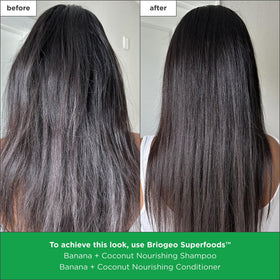 Briogeo before and after hair showing improved shine and softness