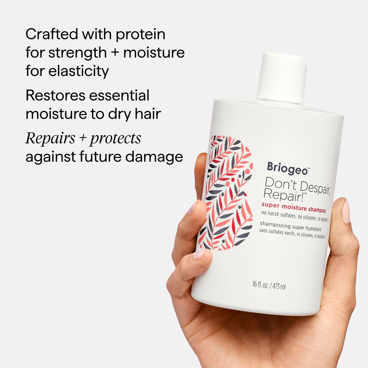 Briogeo before and after hair texture comparison showing smoother strands