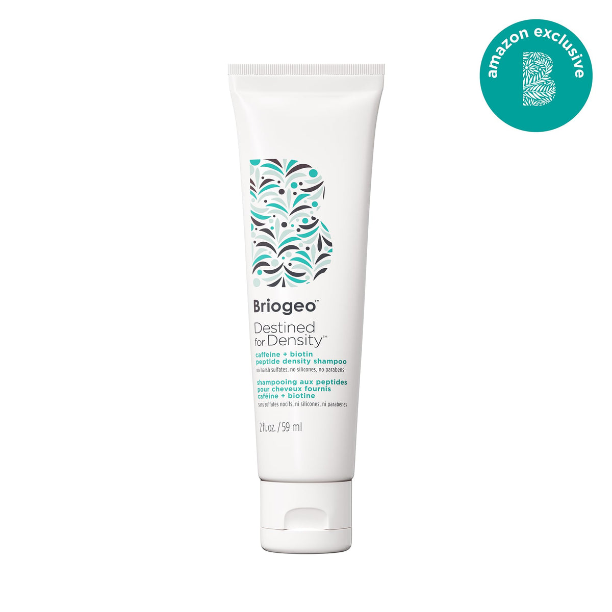 Briogeo label and pump close-up highlighting ingredient clarity and ease