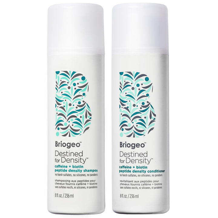 Briogeo duo front packaging showing bottles and density claims for fuller-looking hair