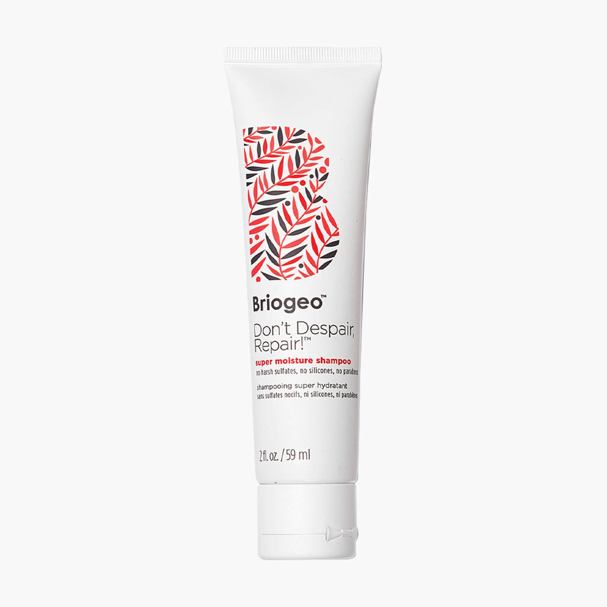 Briogeo front packaging showing 2 fl oz bottle and branding benefit