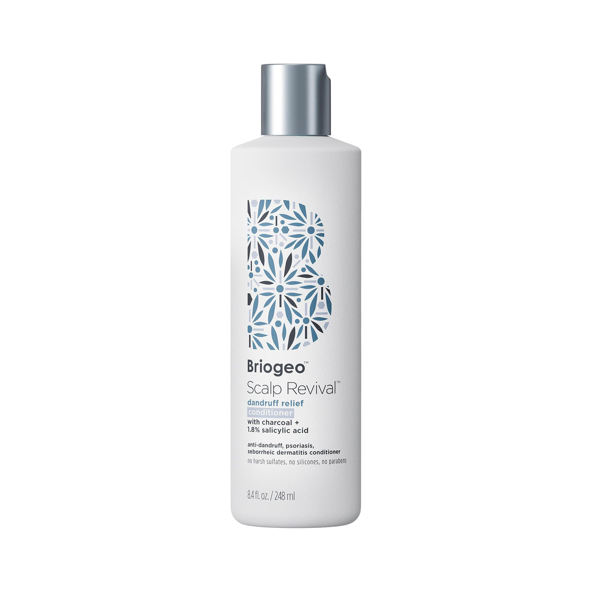 briogeo front packaging showing bottle and branding, communicates reliable anti-dandruff care