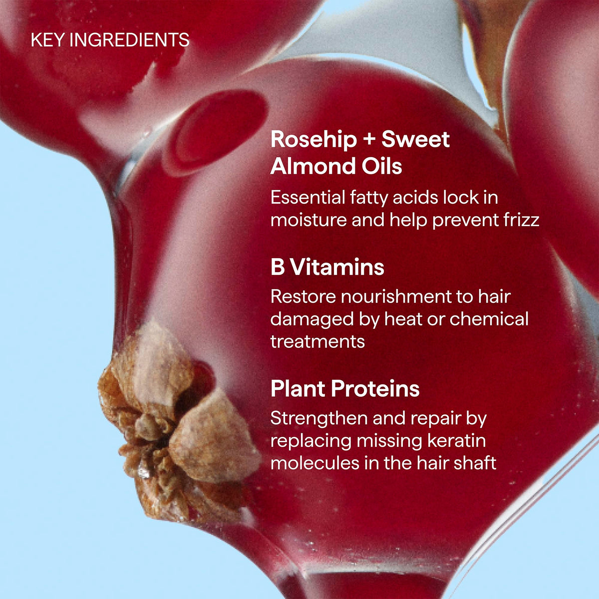 Briogeo label close-up listing NOVA Complex and biotin benefits