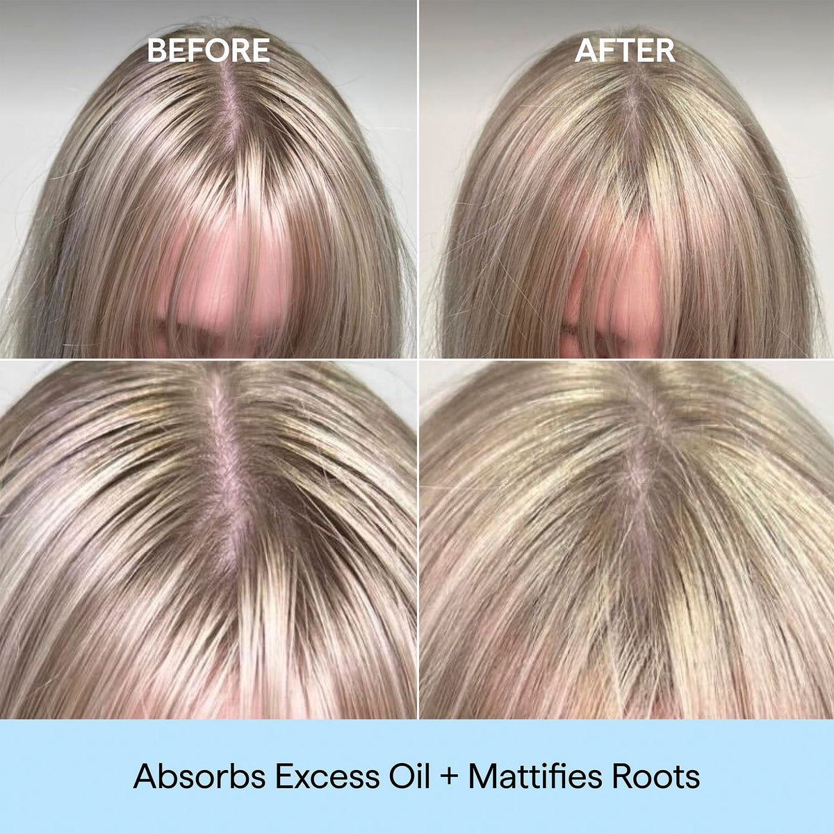 Briogeo powder on puff demonstrating targeted application and instant oil absorption