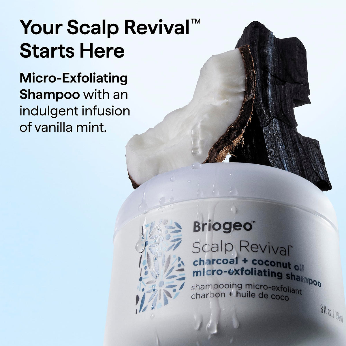 briogeo gel texture dispensed showing charcoal particles for gentle exfoliation