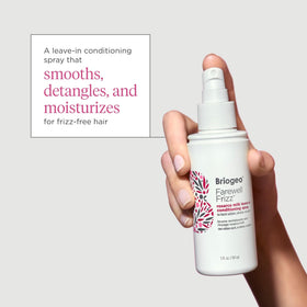 Close-up of milky spray texture from Briogeo showing lightweight hydration