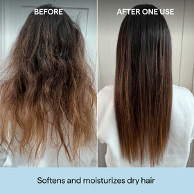 Briogeo oil texture dripping from dropper, showing lightweight hydration and non-greasy finish