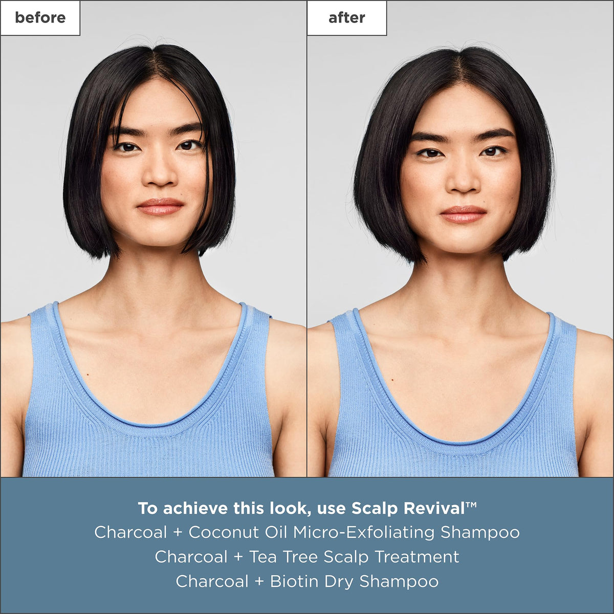 briogeo scalp before and after comparison illustrating reduced greasiness and added lift