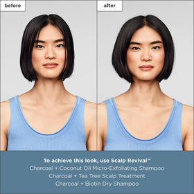 briogeo scalp before and after comparison illustrating reduced greasiness and added lift