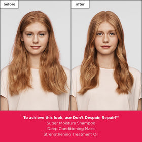 Briogeo before and after hair comparison showing reduced split ends and smoother texture