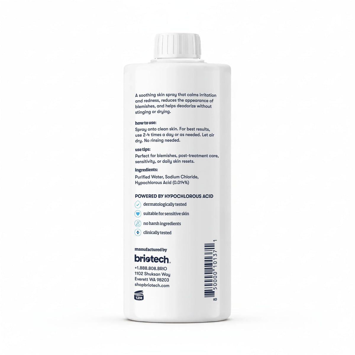 BRIOTECH bottle beside hand for scale highlighting large 32 oz refill size