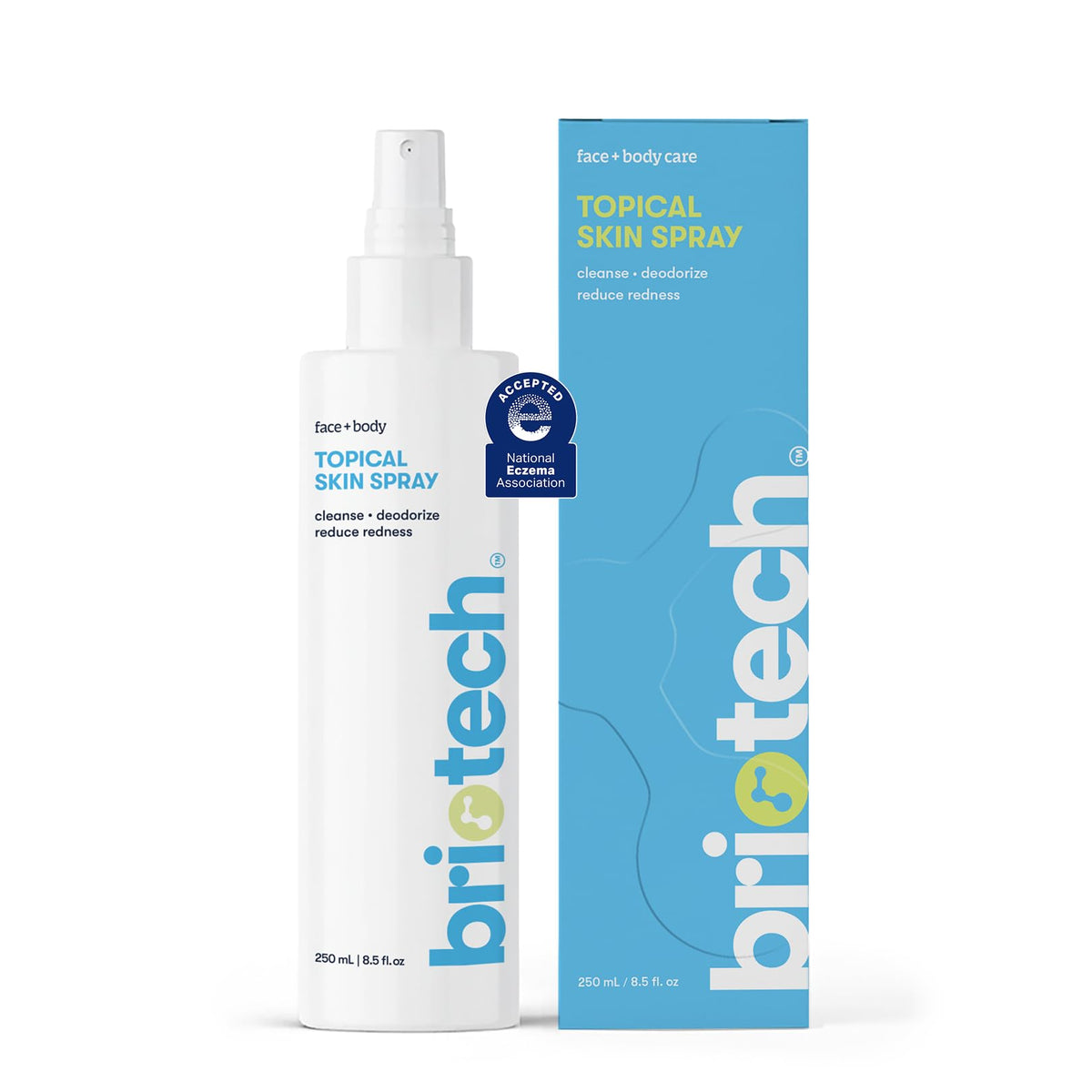 BRIOTECH front bottle view showing clean design and easy spray